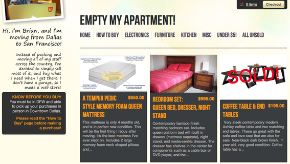 "Empty My Apartment" - E-commerce de unică folosinţă!